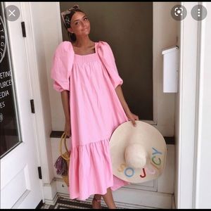h and m pink puffy sleeve dress
